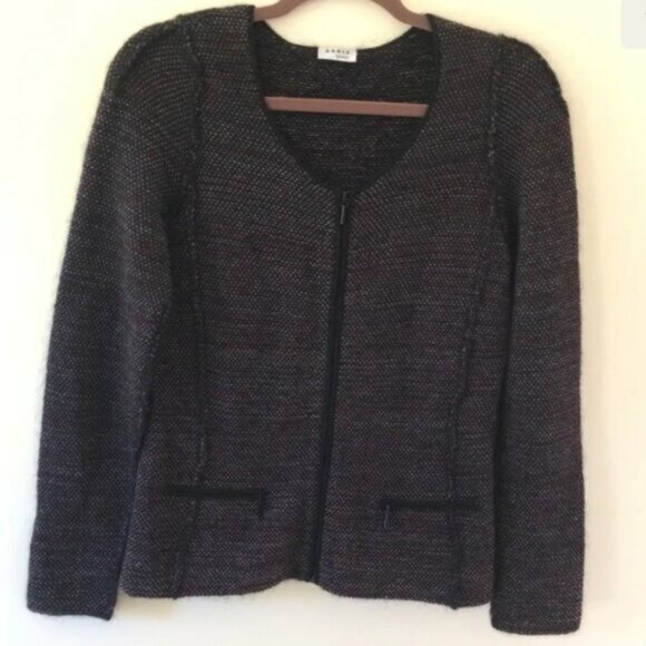 Akris Punto Tweed Knit Mohair Wool Zip Pockets Jacket Cardigan Sweater Preppy 6 - Picture 4 of 16
